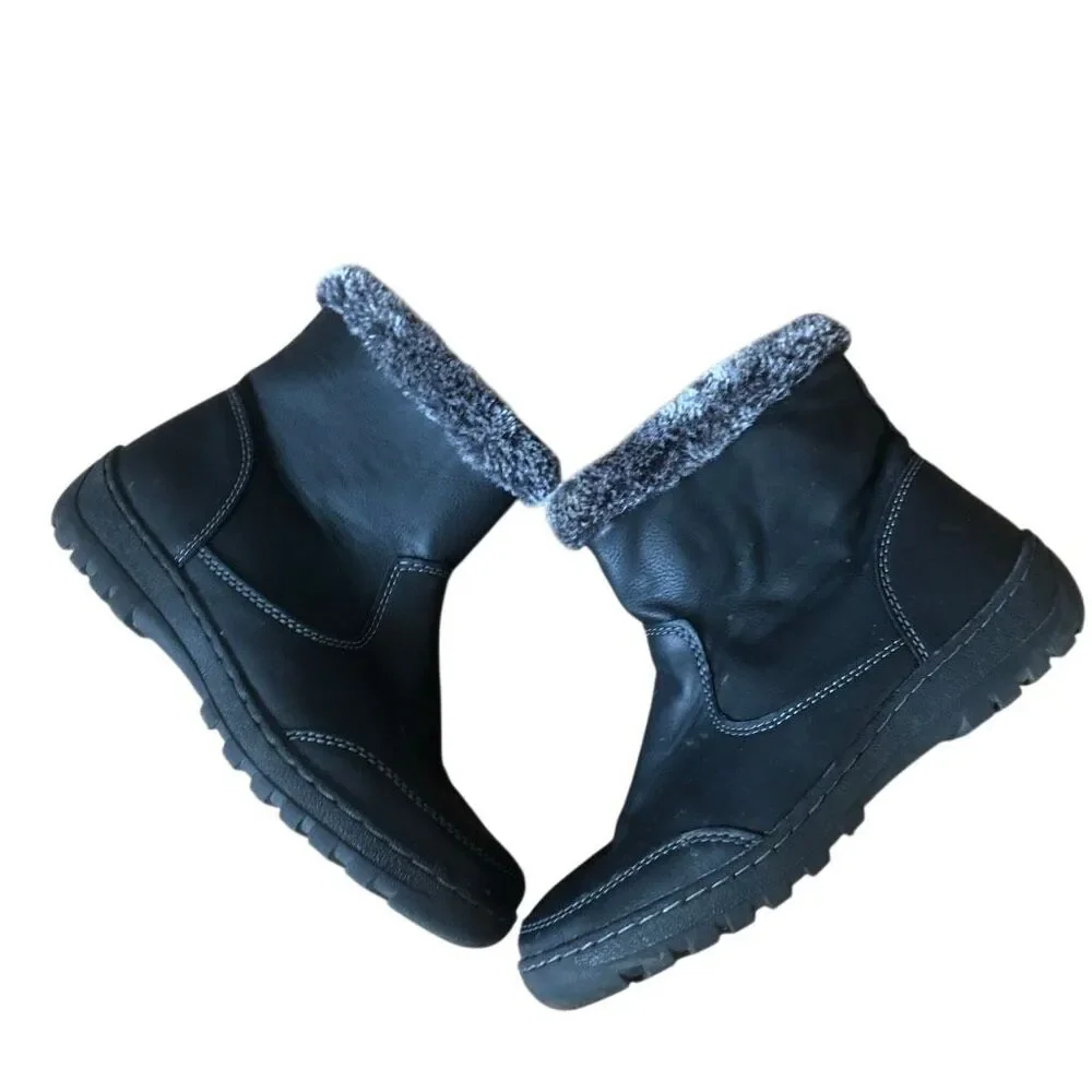 Khombu Addison Women's Black Faux vegan Fur Trim winter cold weather snow water